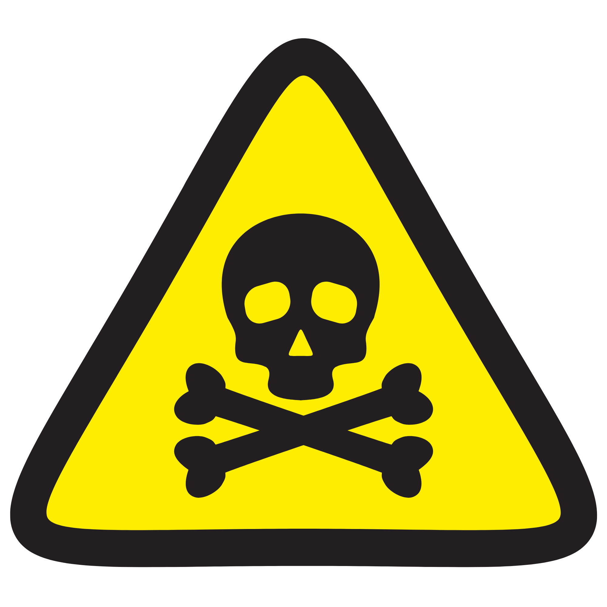 Skull and Cross Bones warning icon. Yellow and black